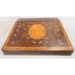 An early 18th century mahogany and satinwood floral inlaid fitted writing slope. 30x35cm
