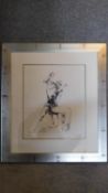 A limited edition print of ballet dancers, numbered 110/500 and indistinctly signed in pencil, 46