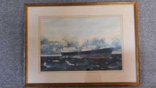 A 20th century oil on board of the 'Amoria' ship, indistinctly signed and dated 1969, 35 x 53cm