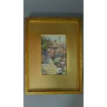 A 20th century watercolour titled 'the Chinese garden', signed H. Cunningham, set in gilt frame,