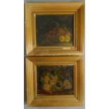 A pair of 19th century still life oils on canvas, indistinctly signed, set in gilt frames, 26 x 30cm