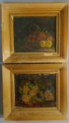 A pair of 19th century still life oils on canvas, indistinctly signed, set in gilt frames, 26 x 30cm