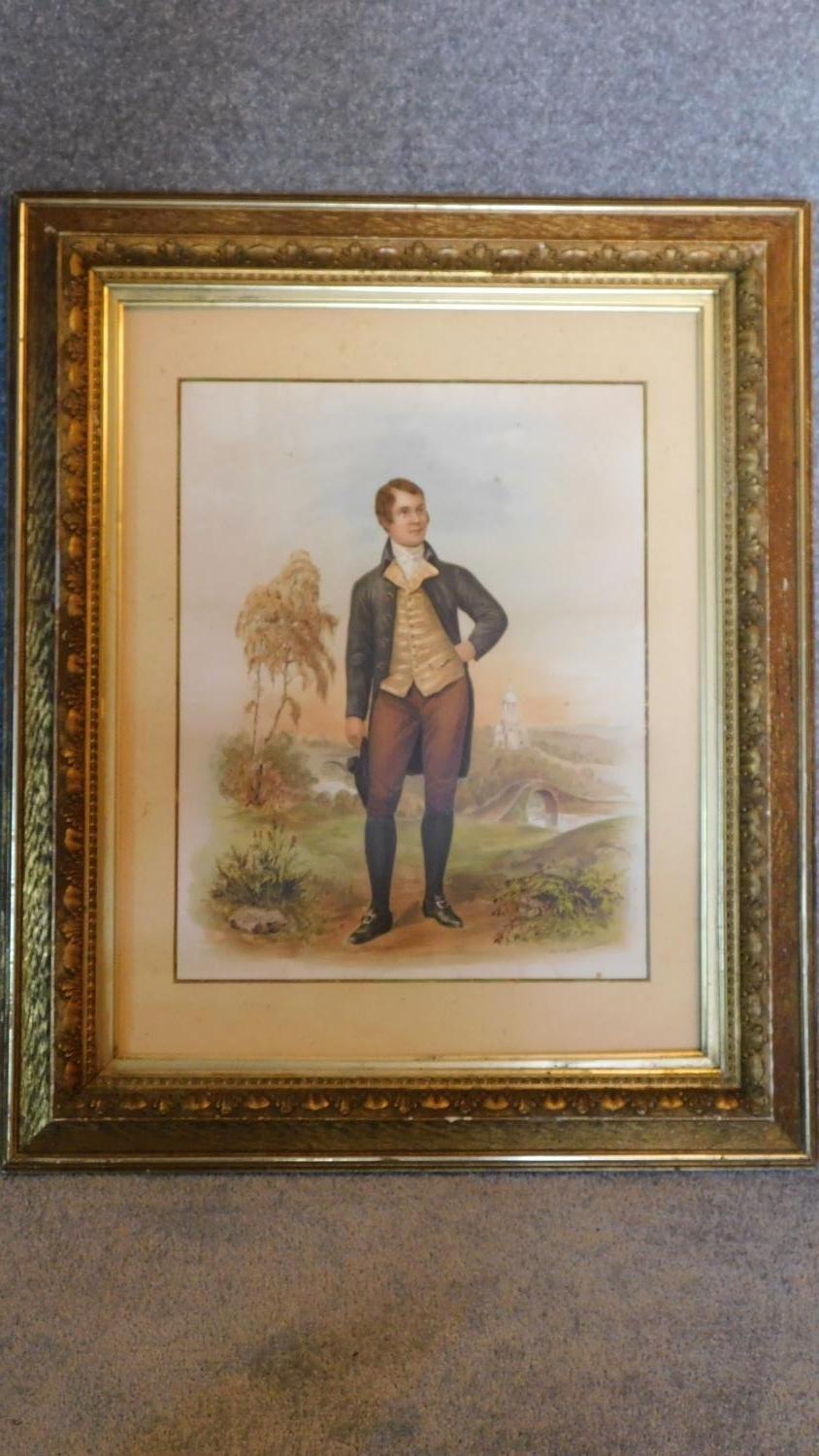 A 19th century coloured lithograph of Robert Burns, published by John Mc Gready, 49 x 38cm