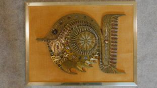 A vintage 1970's relief plaque depicting a marine fish. 64X48cm