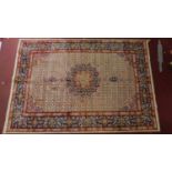 A north east Persian Moud carpet, central double pendant medallion with repeating hertie motifs on