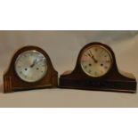 Two mid 20th century oak cased mantel clocks. H.25 W.38 D.15cm
