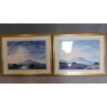 A pair of large gilt framed and glazed watercolours, Connemara and Muckish, Donegal, both signed
