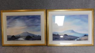 A pair of large gilt framed and glazed watercolours, Connemara and Muckish, Donegal, both signed