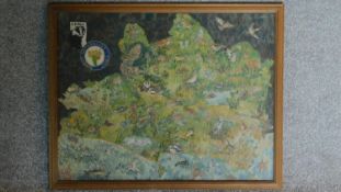 A 20th century needlework embroidery depicting various animals, for the Dorset Naturalist Trust,