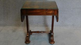 A William IV rosewood drop flap side table fitted frieze drawer. 73x105x46cm