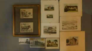 A 19th century framed and glazed print and various antique prints and engravings of Islington.