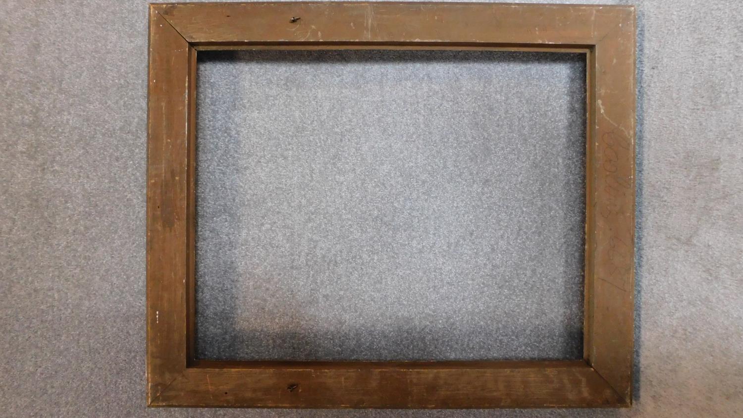 A large 19th century vacant gilt wood and gesso picture frame, 116 x 94cm - outer, 92 x 74cm - inner - Image 3 of 3