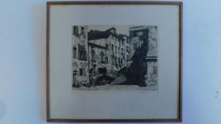 A framed and glazed etching Venetian scene, signed H. J. Starling. 49x44cm.