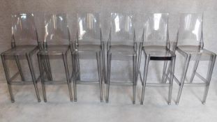 A set of 6 SCAB design "sgabello glenda" perspex high chairs. 120x38x44cm