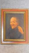 A 20th century Chinese school, portrait, oil on board, signed L.Chan, 40 x 28cm