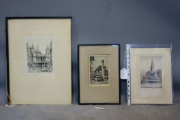 Edward J. Cherry, an engraving of St Pauls cathederal from Ludgate hill, together with 2 other