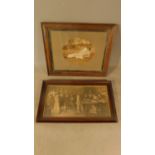 An Edwardian sepia photograph and a print, both in glazed oak frames. H.49 W.60cm