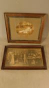 An Edwardian sepia photograph and a print, both in glazed oak frames. H.49 W.60cm