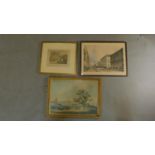 Three various framed and glazed prints. H.40 W.52 (largest)