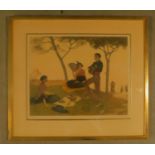 A framed and glazed signed etching H.50 W.57cm