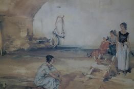 After William Russell Flint, Ladies in the Street, print, 27 x 44cm