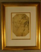 A glazed and gilt framed print, classical study. H.78 W.64cm