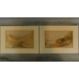 A pair of unframed 19th century watercolours, landscapes. 43x30cm