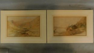 A pair of unframed 19th century watercolours, landscapes. 43x30cm