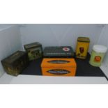 A miscellaneous collection of vintage tins H.7 W.26 D.17