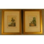 A pair of framed and glazed signed etchings, landscapes. H.37 W.29cm