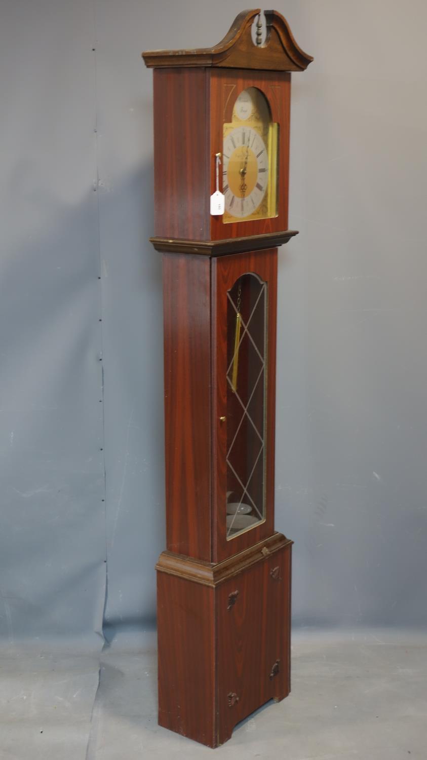A reproduction battery powered grandfather clock, the dial marked English Elegance, H.187cm - Image 4 of 4