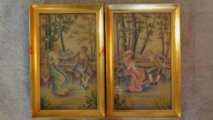 A pair of late 19th century framed and glazed emroideries. 57x37cm