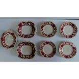 A set of 4 Victorian plates and a pair of matching dishes and a bowl. 22x22cm.