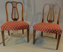 A pair of Georgian mahogany Hepplewhite style dining chairs. H.95 W.58 D.51cm