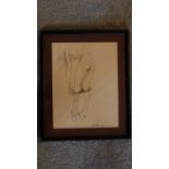 A framed and glazed pen and ink sketch, signed. 36x29cm