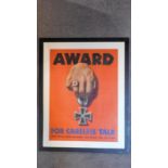 An original framed and glazed WW2 US propaganda poster;by artist Stevan Dohanos, Award for Careless