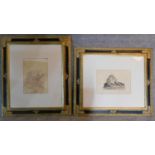 A pair of large framed and glazed prints, drawings of Lions. 77x67cm (largest)