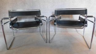 A pair of Marcel Breuer style Wassily chairs. 73x80x70cm