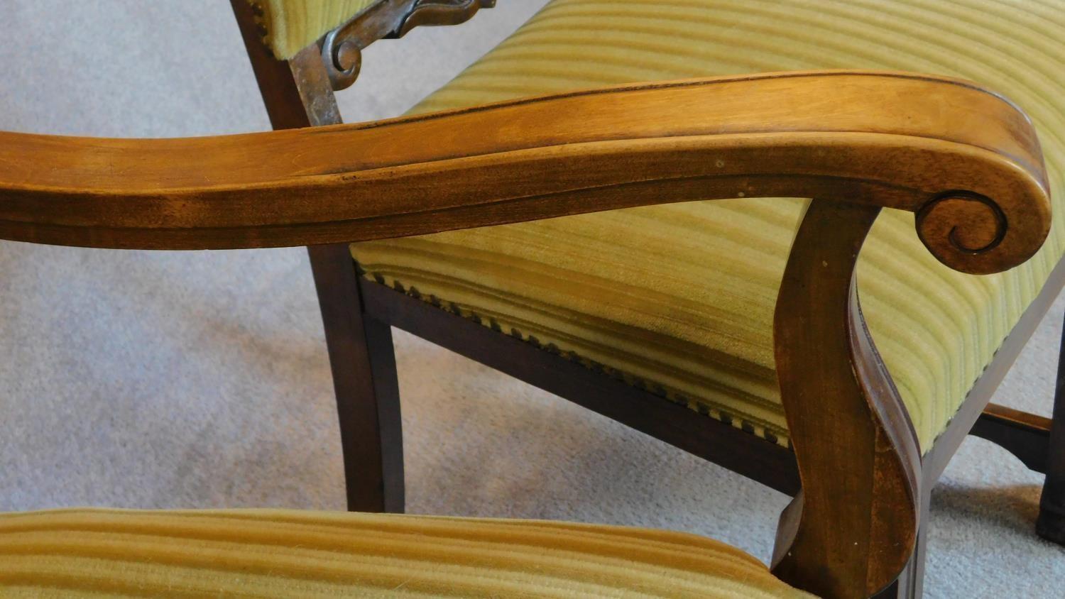 A 1930's German oak desk chair and a pair of matching side chairs. H.102 W.58 D.52 - Image 4 of 5