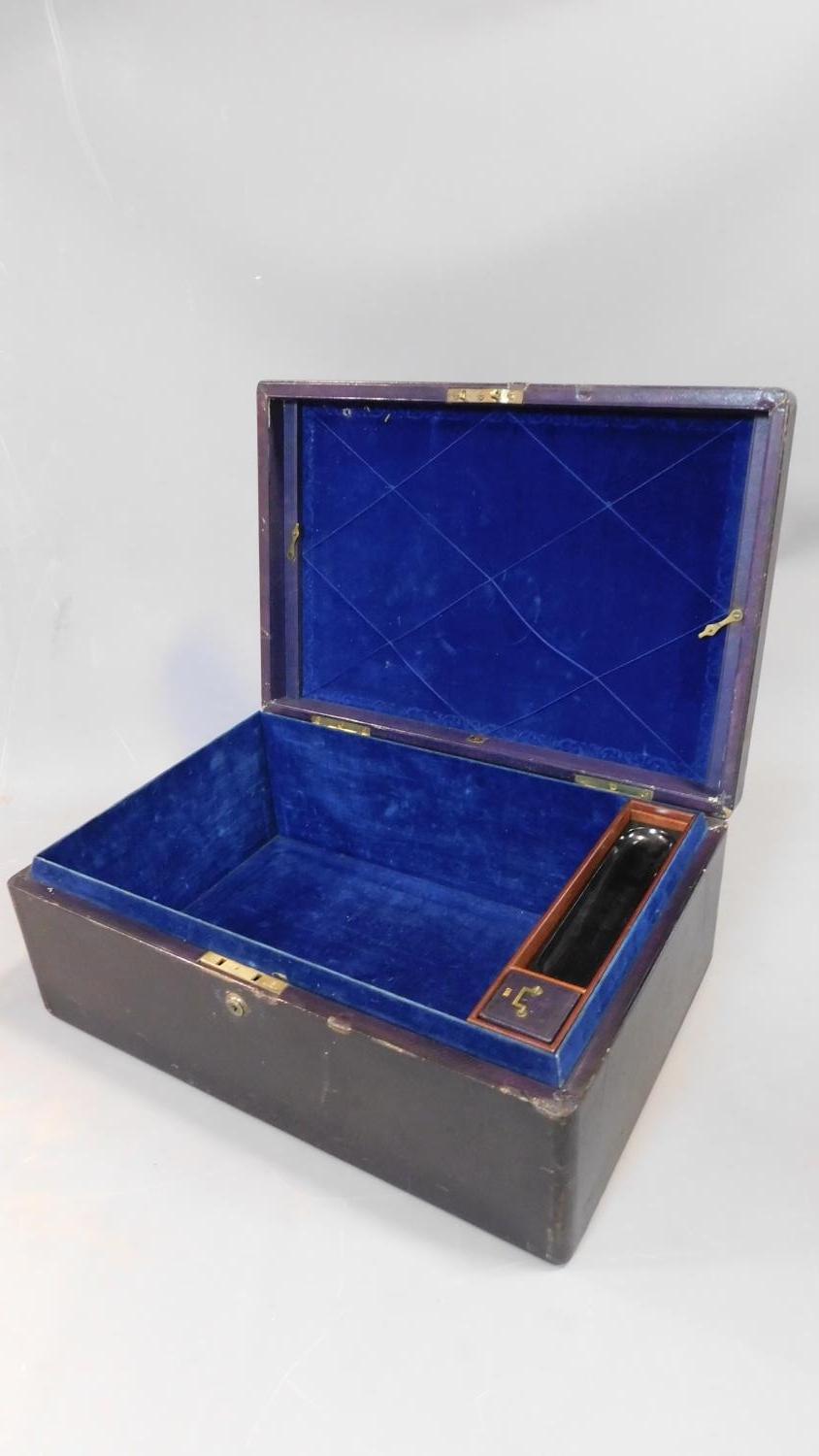 An embossed leather documents box by the maker F. Waller of Fleet Street, fitted Bramah locks and - Image 10 of 10