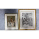 A large framed and glazed Morland print and another similar 76x64cm