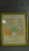 Peter Fleming, large 20th century still life of flowers, pencil and watercolour, signed and dated '