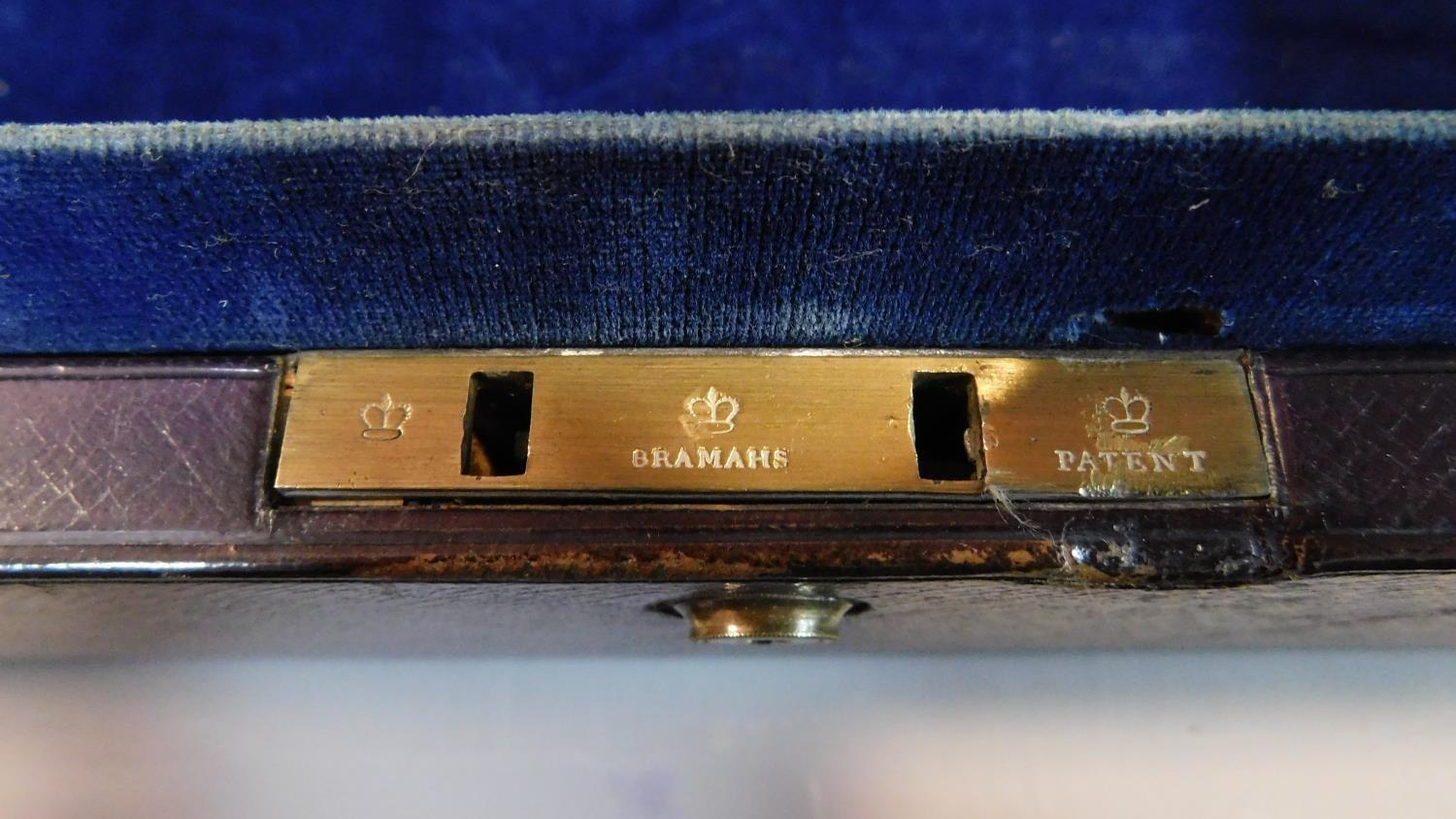 An embossed leather documents box by the maker F. Waller of Fleet Street, fitted Bramah locks and - Image 7 of 10