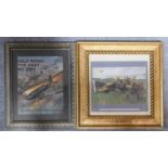 Two framed and glazed prints of R.A.F. interest from both World Wars. 85x49cm (largest)