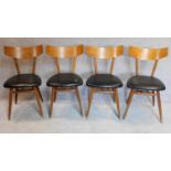 A set of four mid 20th century vintage Danish teak Unicorn dining chairs. H.84