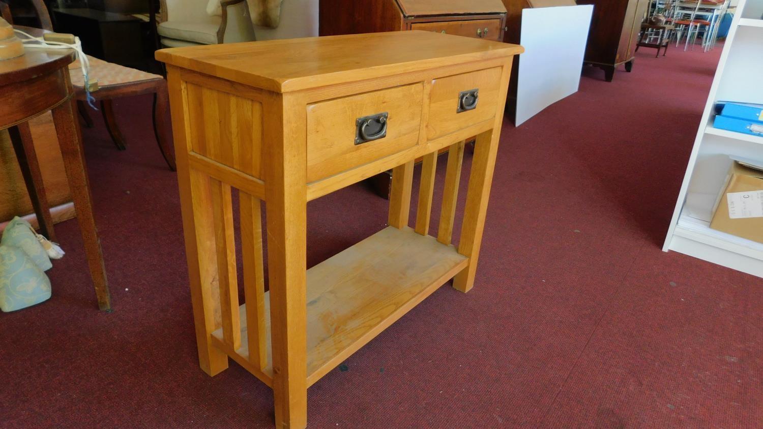 A teak Art Nouveau style side table H.77 W.85 D.35 - Image 3 of 4