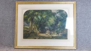 A 19th century framed and glazed watercolour, children by a stream signed Henry Jutsum, indistinctly