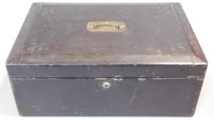 An embossed leather documents box by the maker F. Waller of Fleet Street, fitted Bramah locks and