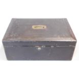 An embossed leather documents box by the maker F. Waller of Fleet Street, fitted Bramah locks and