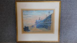 J. Lincoln Rowe, study of a ship, pastel on paper, signed and dated '84, 36 x 47cm